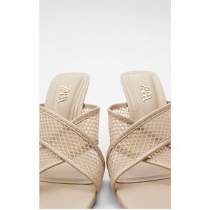 NWT Zara Mesh Heeled Sandals, 9